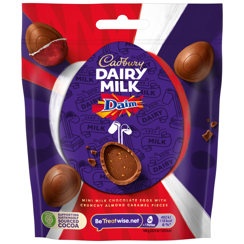 Cadbury Dairy Milk and Daim Mini Chocolate Eggs Bag 77 g