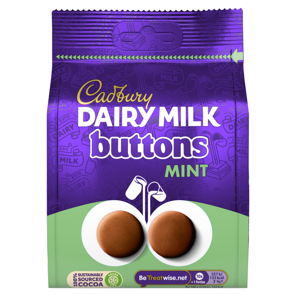 Cadbury Dairy Milk Mint Chocolate Buttons Bag 110g