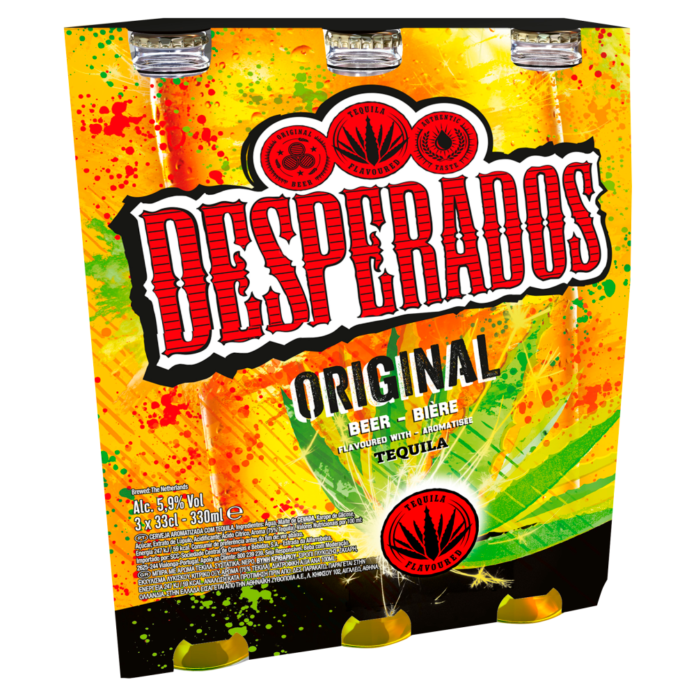 Desperados Tequila Lager Beer 3 x 330ml Bottles