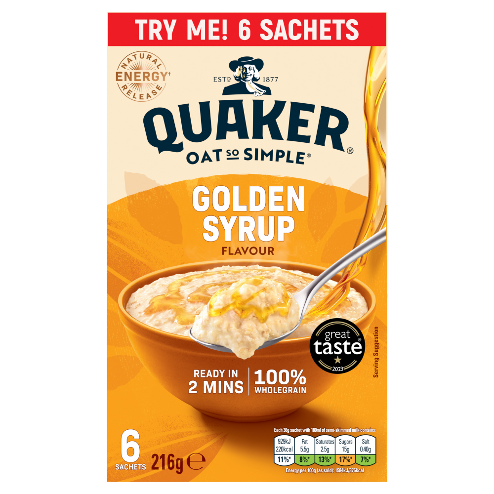 Quaker Oat So Simple Golden Syrup Porridge Sachets 6 x 36g