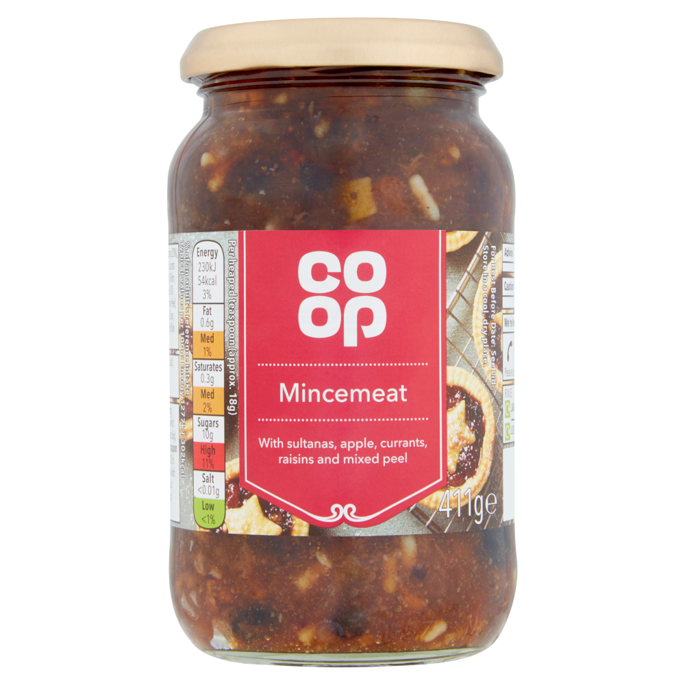Co-op Home Baking Mincemeat with Sultanas, Apple, Currants, Raisins and Mixed Peel 411g