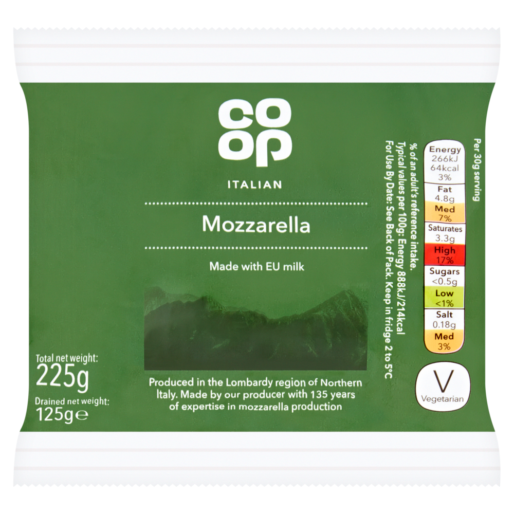 Co-op Mild & Creamy Mozzarella 225g