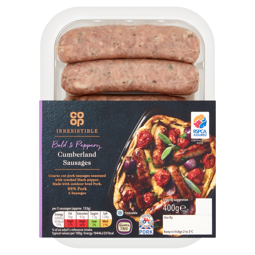 Co-op Irresistible 6 Cumberland Sausages 400g
