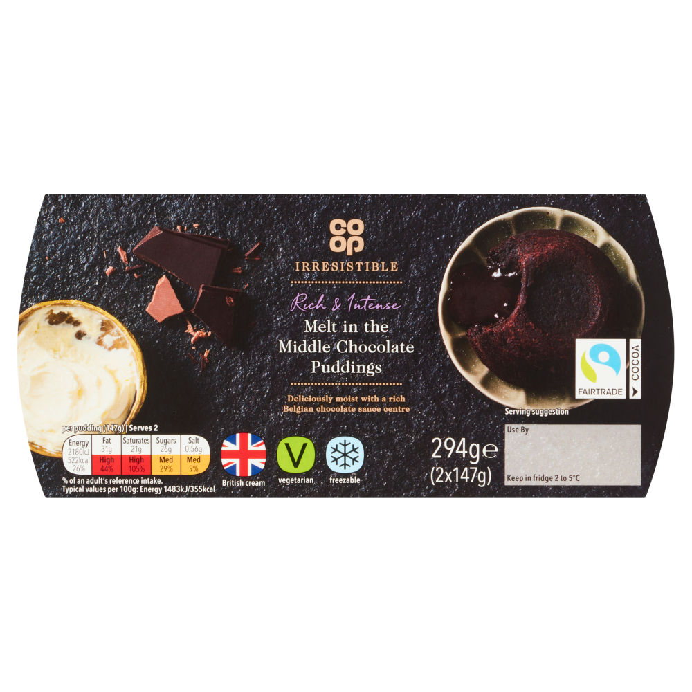Co-op Irresistible Melt in the Middle Chocolate Puddings 2 x 147g (294g)