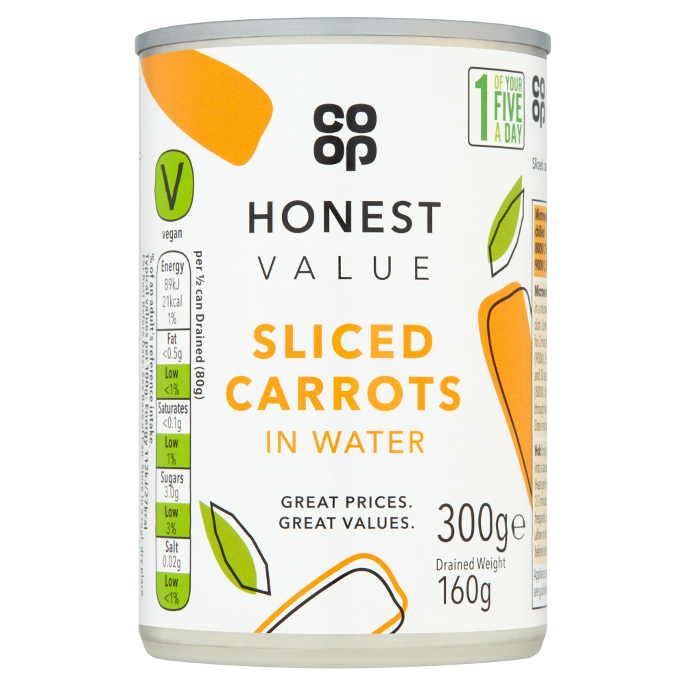 Co-op Honest Value Sliced Carrots in Water 300g