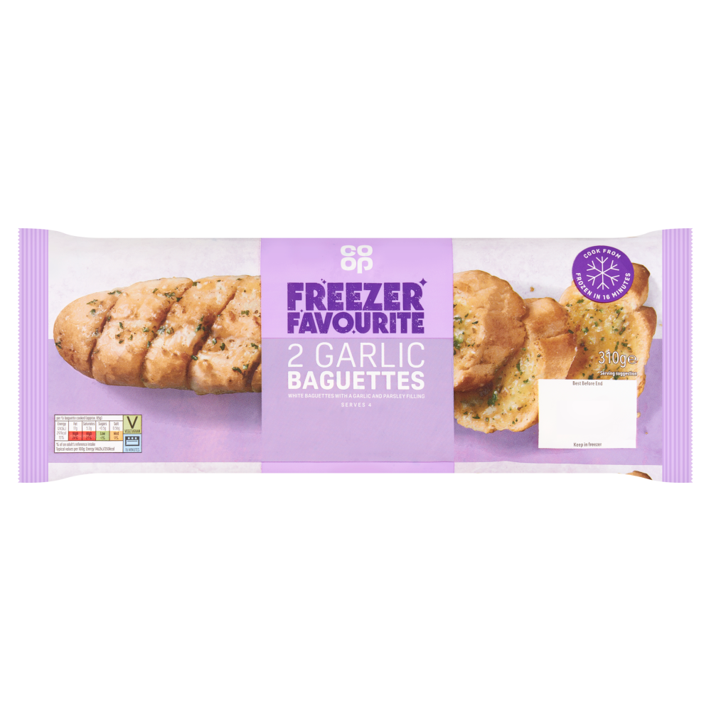 Co-op Freezer Favourite 2 Garlic Baguettes 310g
