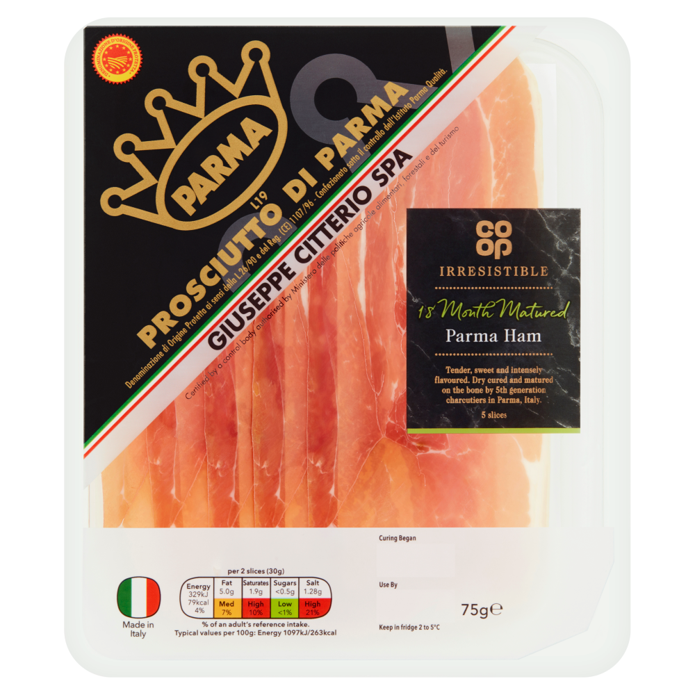 Co-op Irresistible Parma Ham 5 Slices 75g