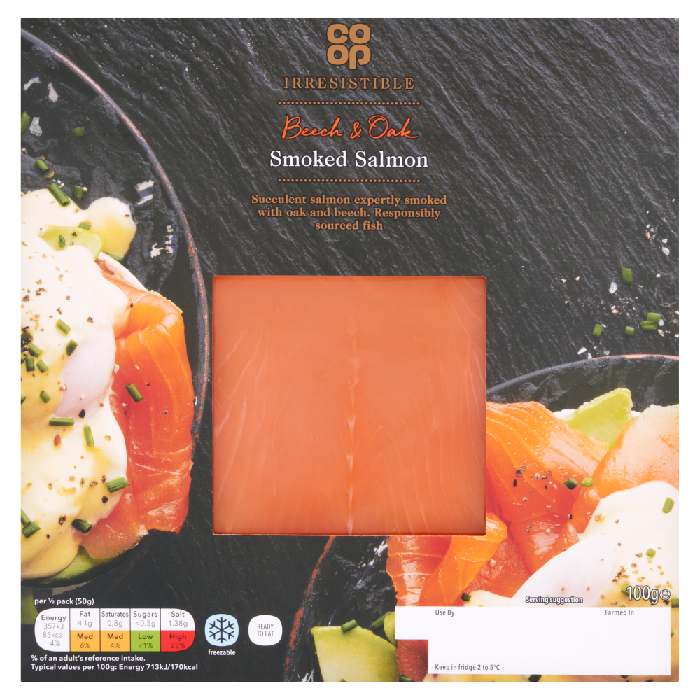 Co-op Irresistible Beech & Oak Smoked Salmon 100g
