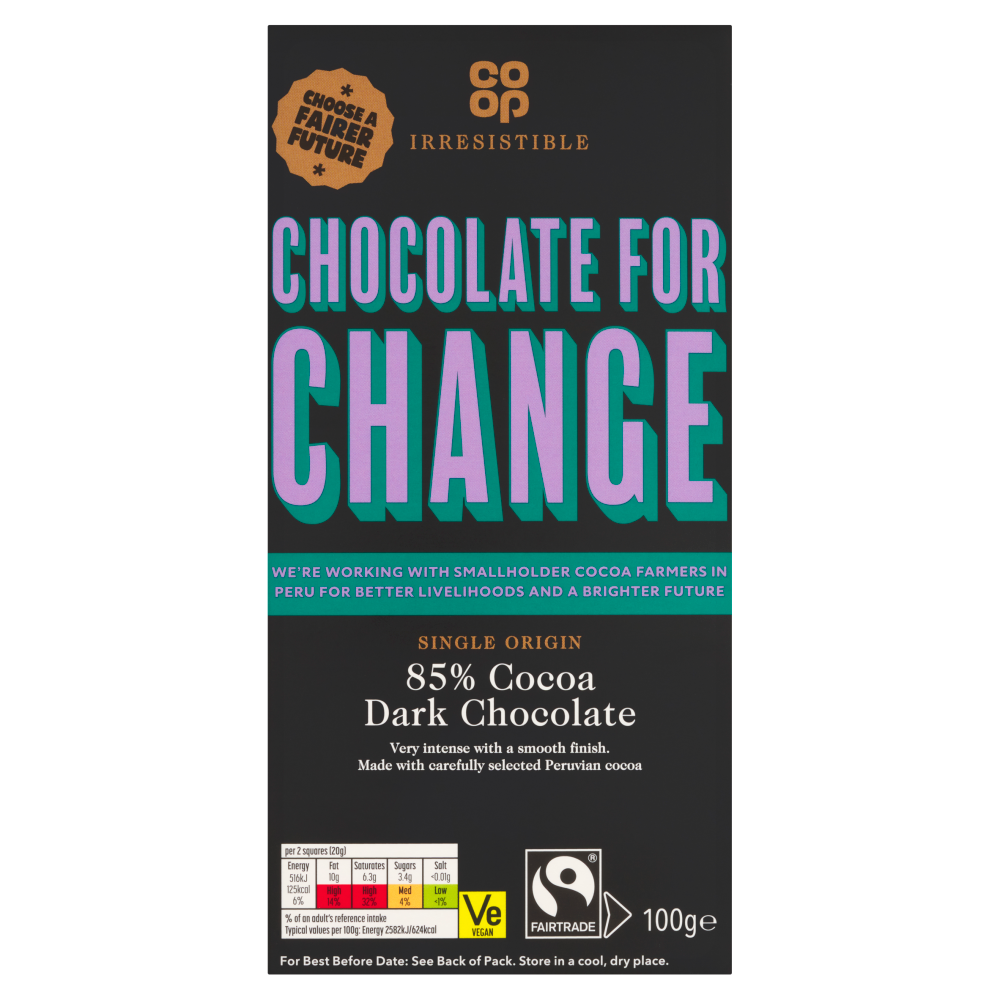 Co-op Irresistible Single Origin 85% Cocoa Dark Chocolate 100g