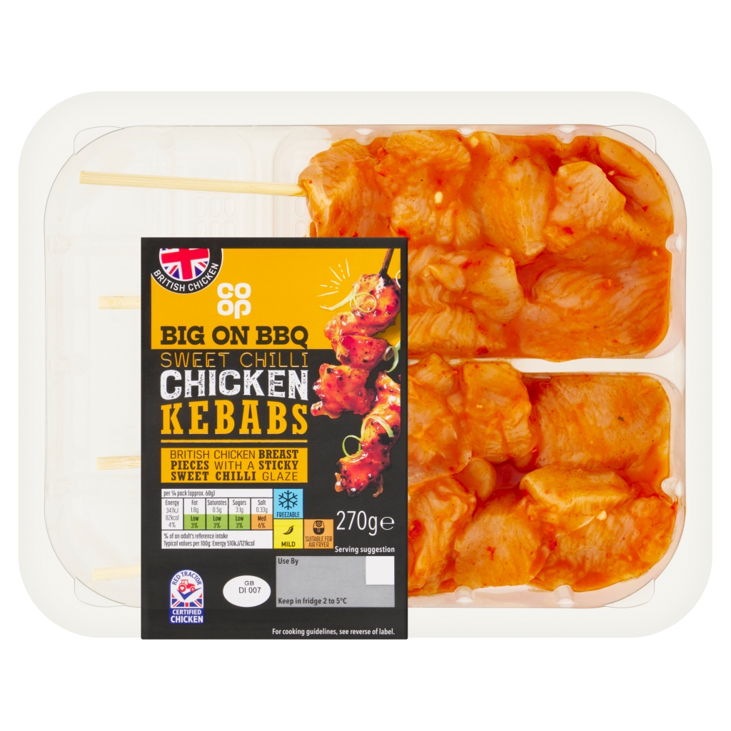Co-op Big On BBQ Sweet Chilli Chicken Kebabs 270g