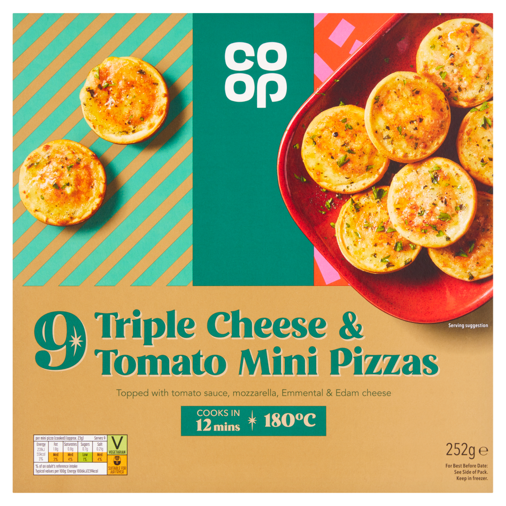 Co-op 9 Triple Cheese & Tomato Mini Pizzas 252g