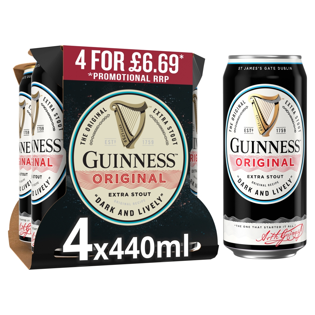 Guinness Original Extra Stout In Can 4.2% vol 440ml PMP £6.69 Cans