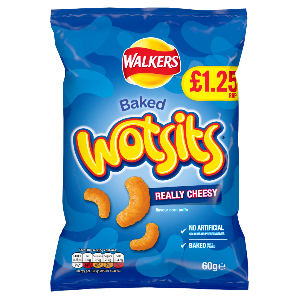 Walkers Wotsits Cheese Snacks Crisps £1.25 RRP PMP 60g