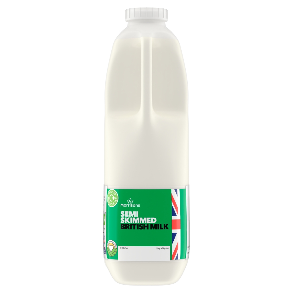 Morrisons Semi Skimmed British Milk 2 Pints/1.136 Litres