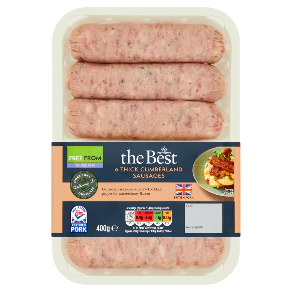 Morrisons The Best 6 Thick Cumberland Sausages 400g