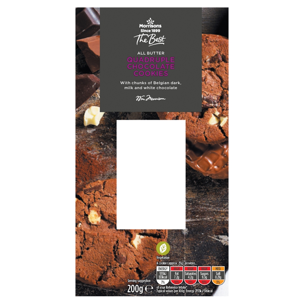 Morrisons The Best All Butter Quadruple Chocolate Cookies 200g