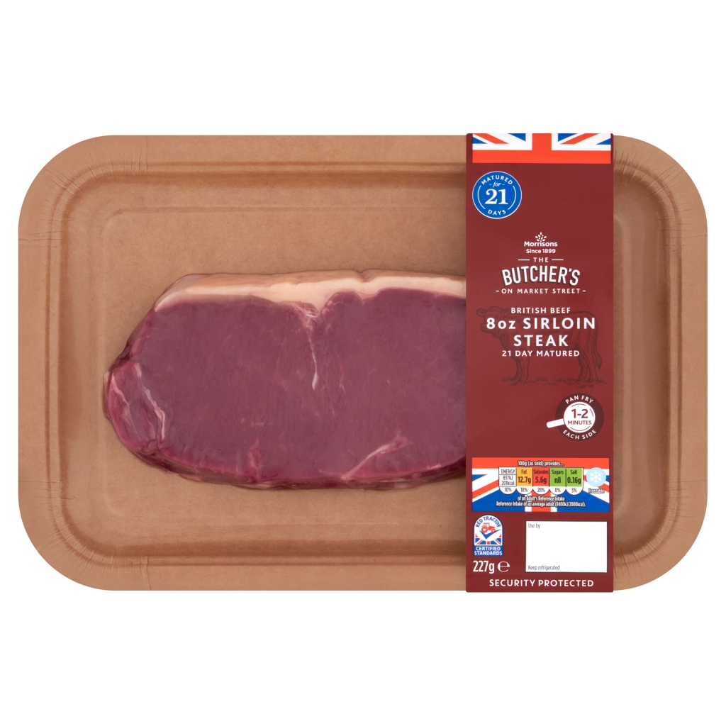 Morrisons The Butcher's On Market Street British Beef 8 oz Sirloin Steak 227g
