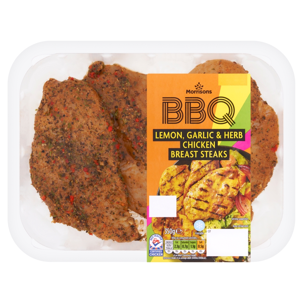 Morrisons BBQ Lemon, Garlic & Herb Chicken Breast Steaks 350g