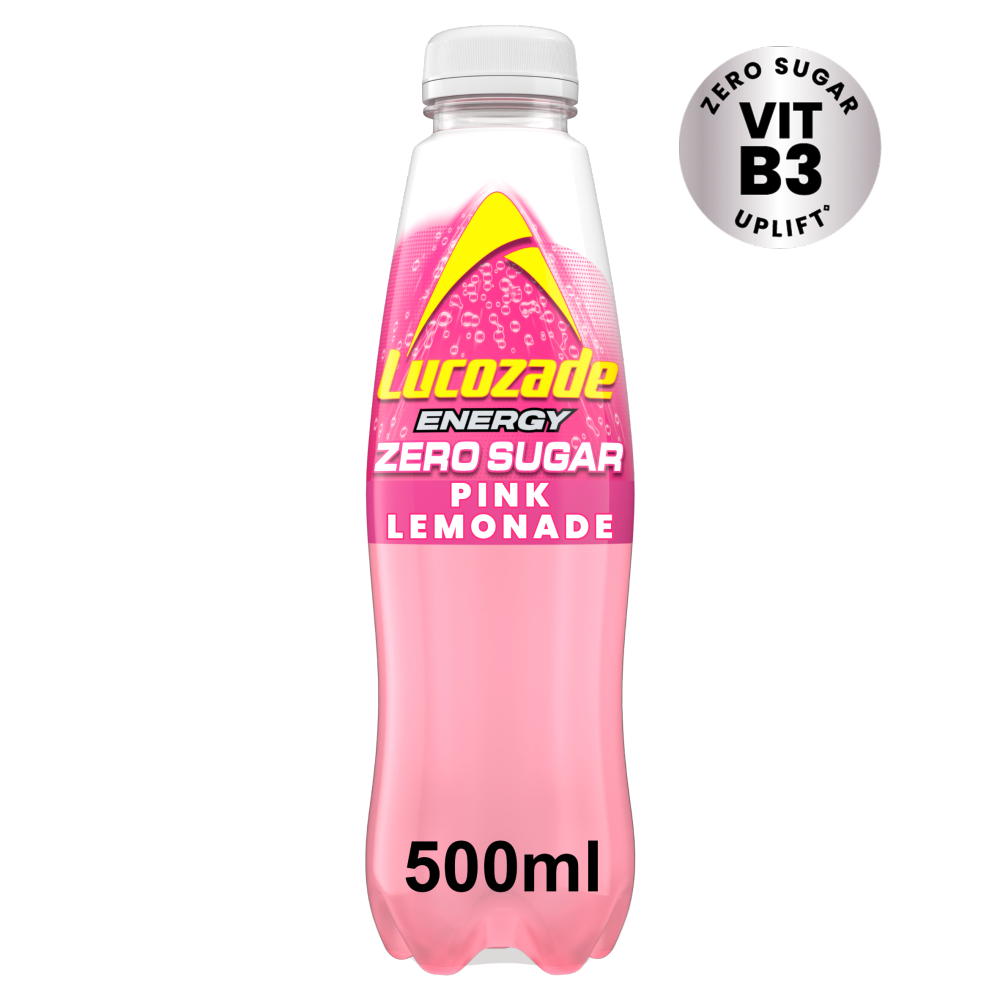 Lucozade Energy Zero Sugar Drink Pink Lemonade 500ml