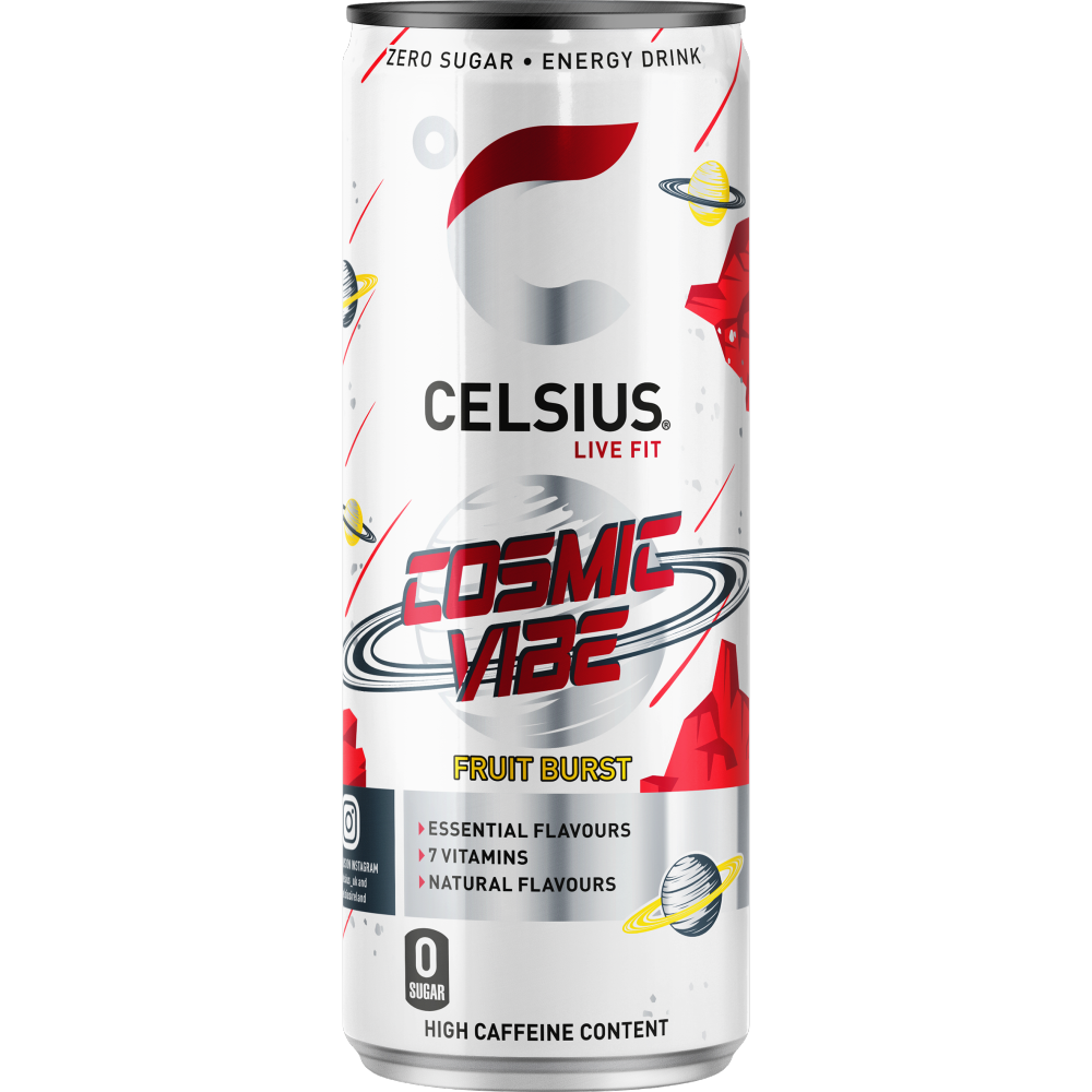 Celsius Cosmic Vibe Zero Sugar Fruit Burst Energy Drink 355ml