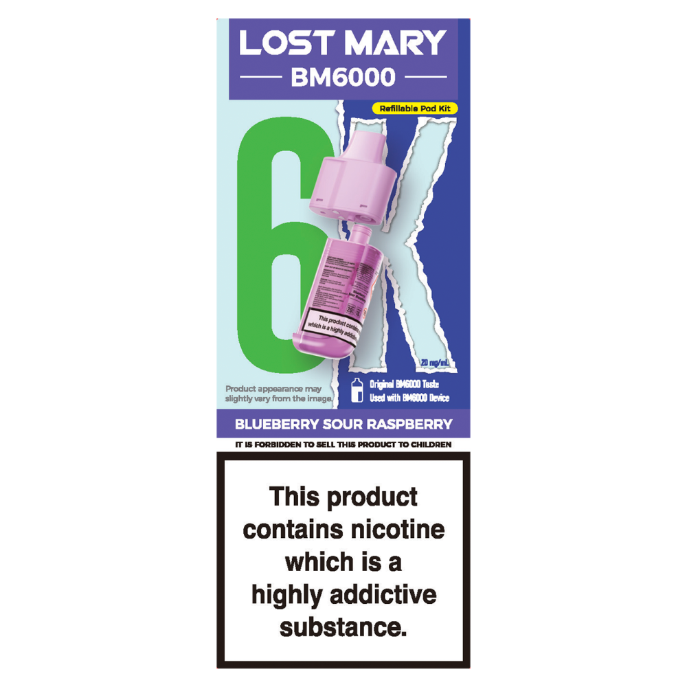 Lost Mary BM6000 Blueberry Sour Raspberry Refillable Pod Kit 20mg/ml