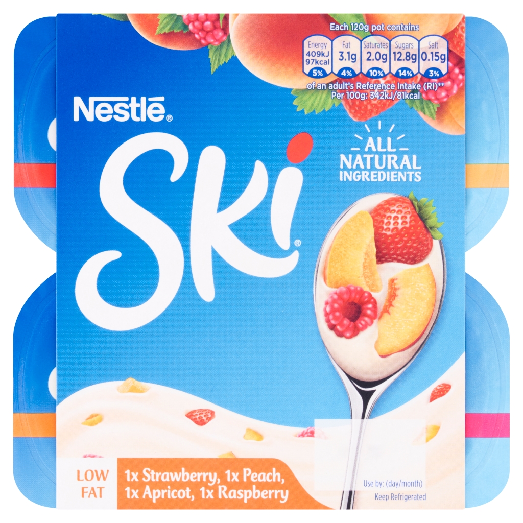 Ski Fruit Pieces Strawberry, Peach, Apricot and Raspberry Yogurt 4 x 120g (480g)