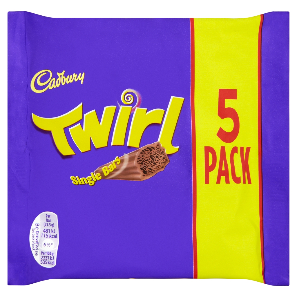 Cadbury Twirl Chocolate Bar 5 Pack 107.5g