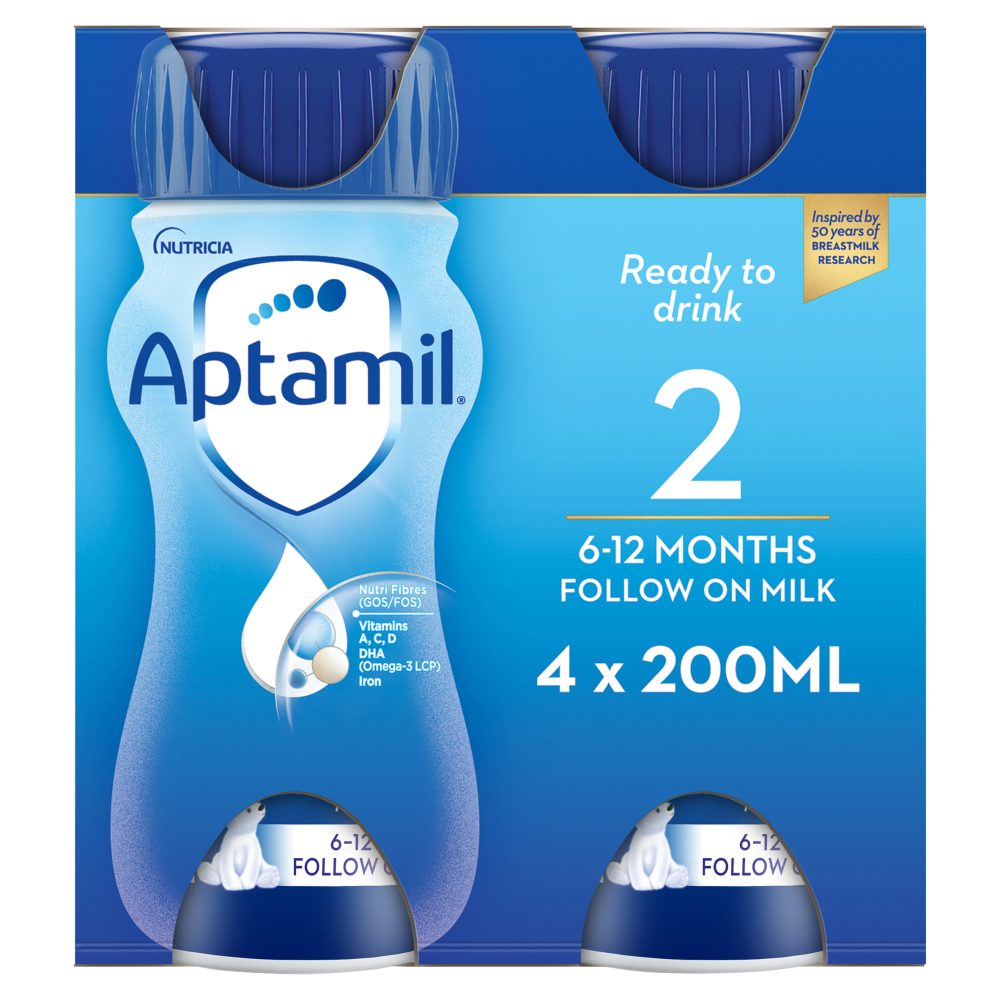 Aptamil 2 Follow On Milk 6-12 Months 4 x 200ml (800ml)