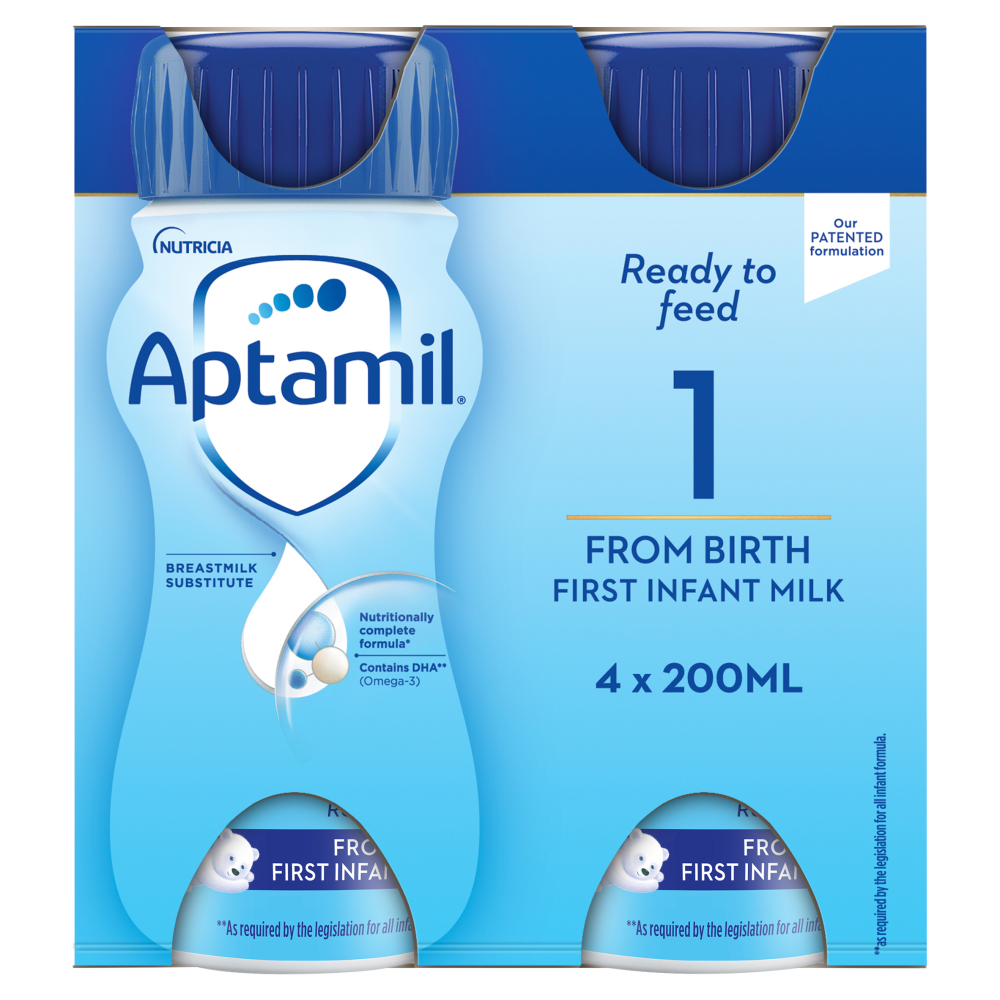 Aptamil 1 First Infant Milk From Birth 4 x 200ml (800ml)