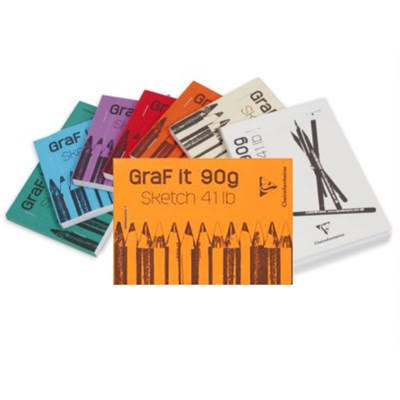 Clairefontaine Graf It Sketchbook 90gsm - A7 White Paper Assorted Colour Cover