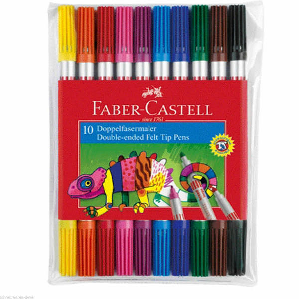 Faber-Castell - Twin-tip fibre-tip pen - water-based ink - broad - pack of 10