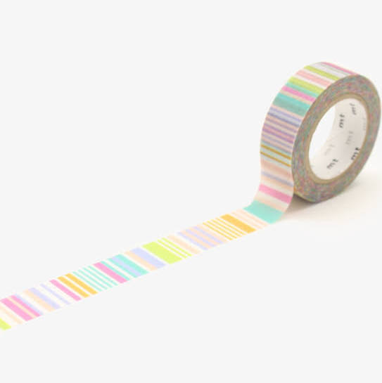 MT Washi Tape Roll - Multi Border Pastel