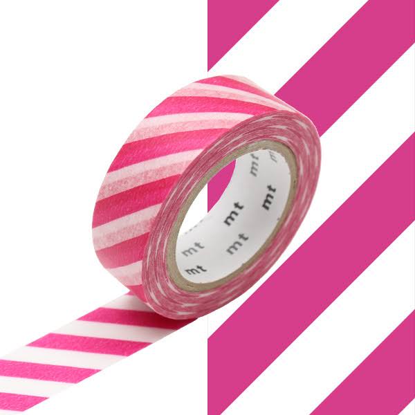 MT Washi Masking Tape 15mm x 10m Stripe Magenta