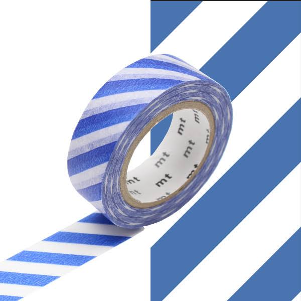 mt Washi Masking Tape 15mm x 10m Stripe Blue