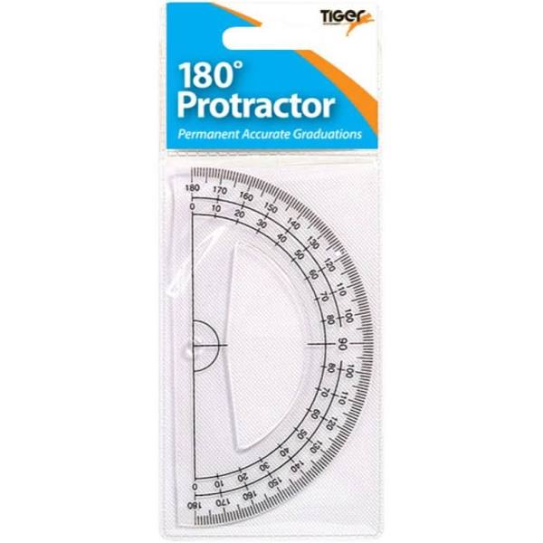 Tiger 180 Degree Clear Plastic Protractor 300957