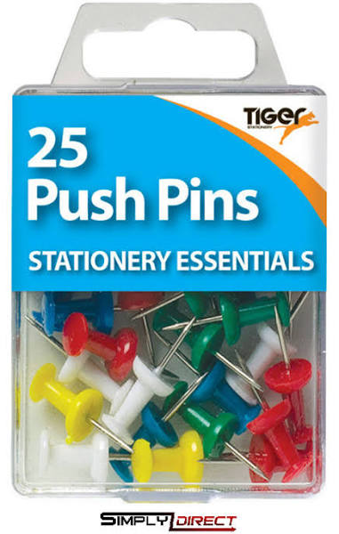 Pack of 25 Coloured Push Pins