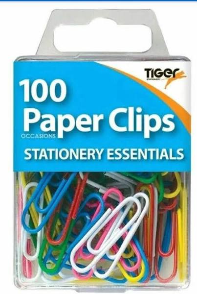 Tiger 100 Multi Coloured Paper Clips