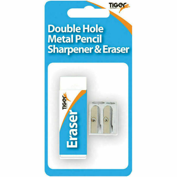 Tiger Eraser and Metal Double Hole Sharpener Set