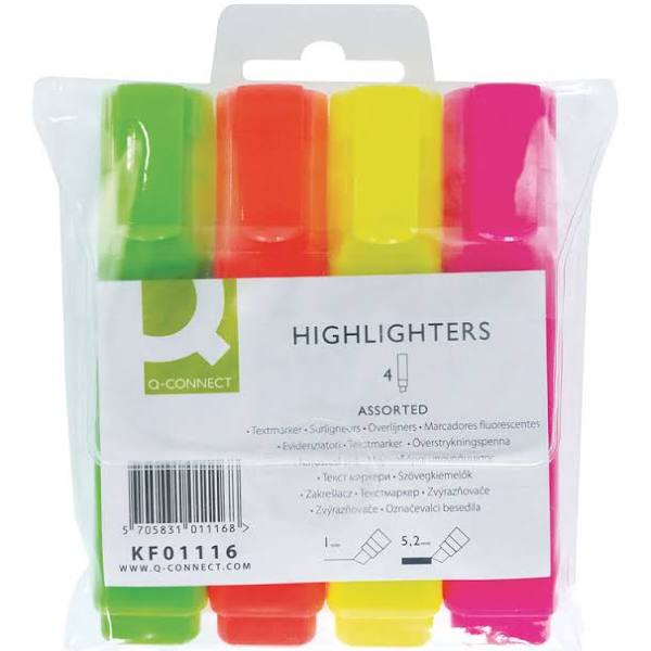 Assorted Highlighter Pens (Pack of 4) photo and product may vary