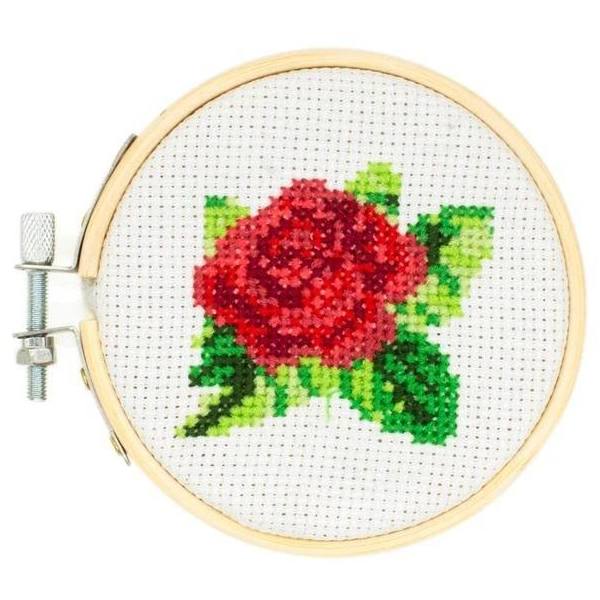 Kikkerland - Mini Cross Stitch Embroidery Kit - Rose