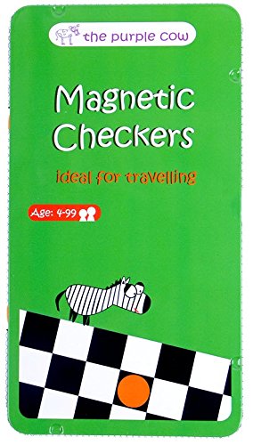 The Purple Cow Checkers Travel  Magnetic Game Box for kids and adults Checkers Travel PC797