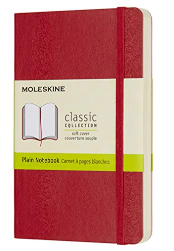 Moleskine Classic Plain Paper Notebook - Soft Cover and Elastic Closure Journal - Color Scarlet Red - Pocket 9 x 14cm A6 - 192 Pages