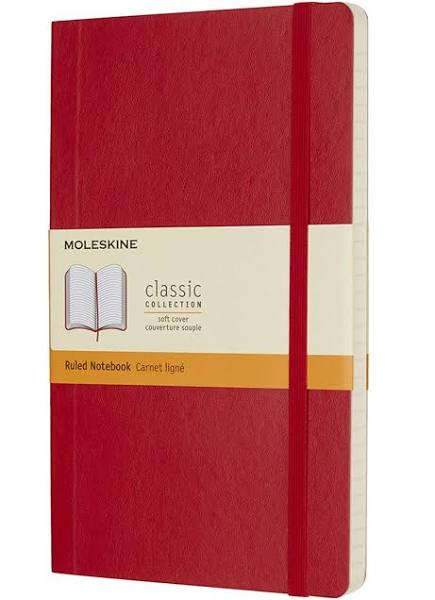Moleskine Classic Ruled Paper Notebook - Soft Cover and Elastic Closure Journal - Color Scarlet Red - Large