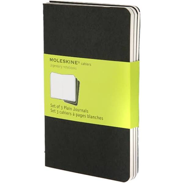 Moleskine Cahier Journal (Set of 3), Pocket, Plain, Black Cover