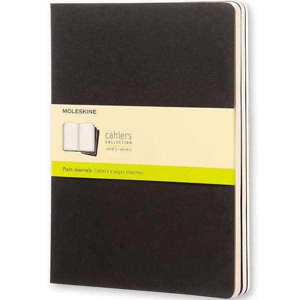 Moleskine Cahier Journal (Set of 3),Extra  Large, Plain , Black Cover