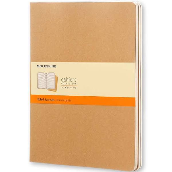 Moleskine Cahier Journal (Set of 3), Extra Large, Ruled, Kraft Cover