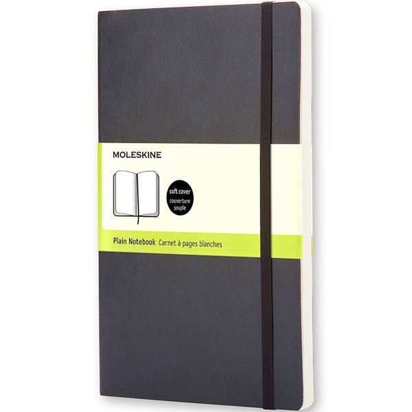 Moleskine Classic Notebook, Large, Plain, Black, Soft Cover