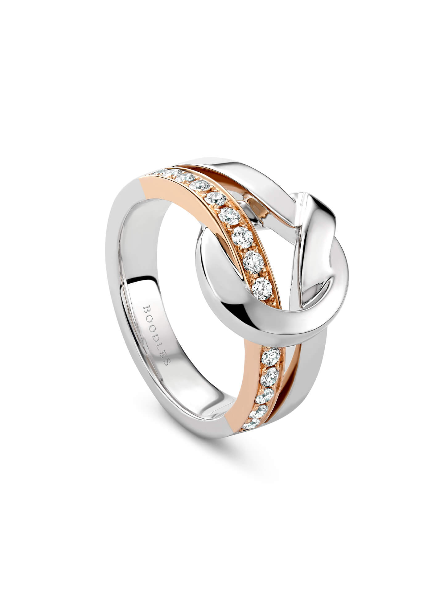The Knot Rose and White Gold Diamond Ring (P)