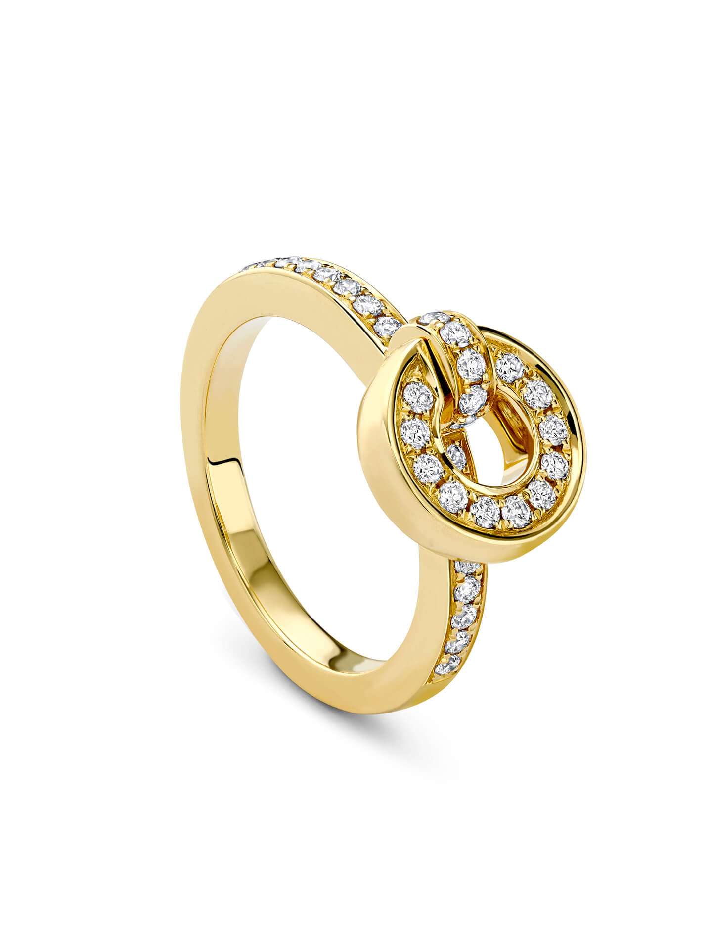 Roulette Pavé Diamond Band Yellow Gold Flip Ring (O 1/2)