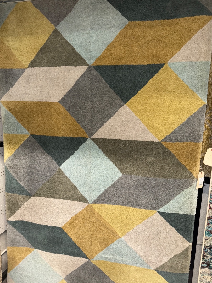 Diamond Pattern Jaipur 5x8 Blue Yellow